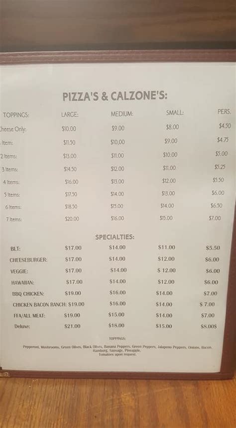 Menu at Mc Fadden's Hot Spot Pizza pizzeria, Danville