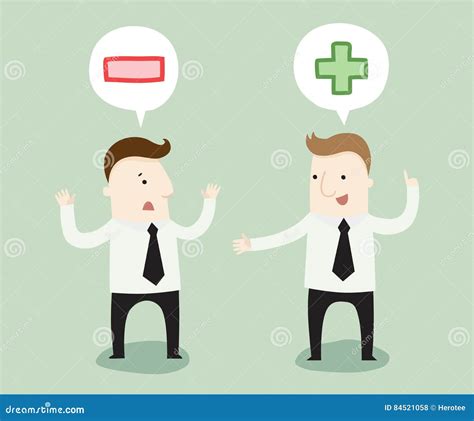 Positive and Negative Thinking Stock Vector - Illustration of minus, cartoon: 84521058