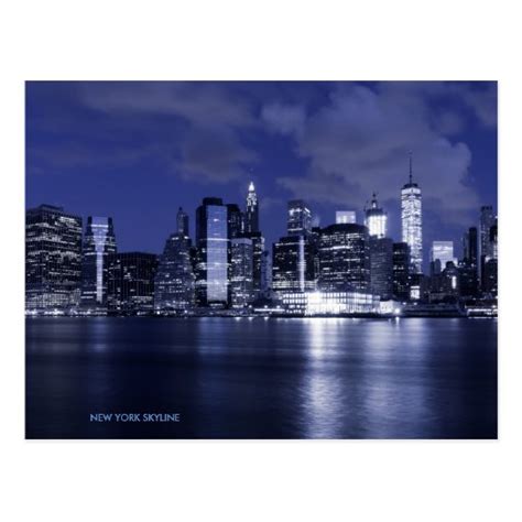 New York Skyline Bathed in Blue Postcard | Zazzle