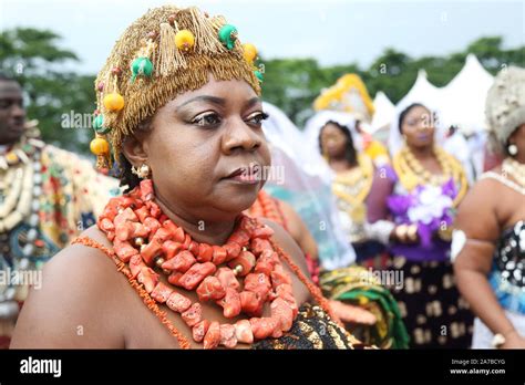 Kalabari lady of Nigerian Tribe displaying the rich culture of Africa during the National ...