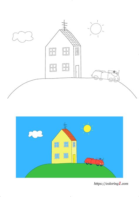 Peppa Pig House Coloring Pages - 2 Free Coloring Sheets (2021) | Peppa pig coloring pages, Peppa ...