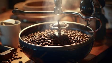 Premium AI Image | A photo of a coffee roaster with freshly roasted beans