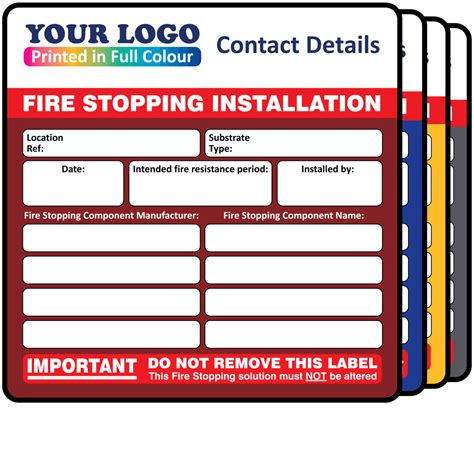 Fire Stopping Installation Component Labels | Label Bar