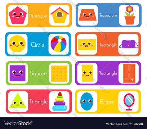 Learning geometric shapes for kids set of Vector Image