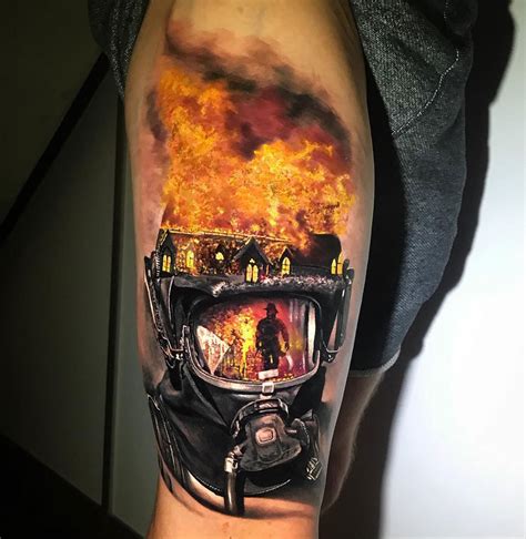 Firefighter Piece with Burning House