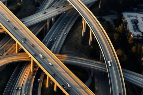 Premium AI Image | aerial view of a massive highway intersection in los ...