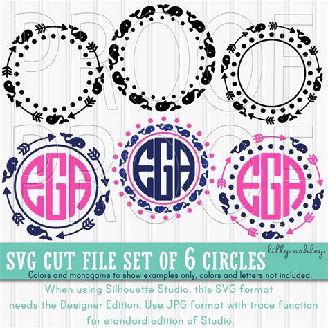 Monogram SVG Files Set of 6 in SVG PNG & jpg formats. | Etsy