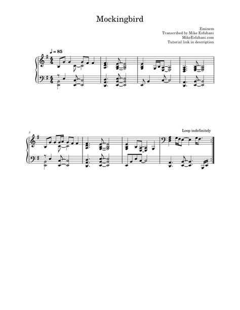 Mockingbird - Eminem Sheet music for Piano (Solo) Easy | Musescore.com