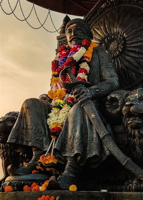 Full Shot of Chatrapati Shivaji Maharaj Statue Located on Raigad Fort in Western Sahyadri Ghats ...