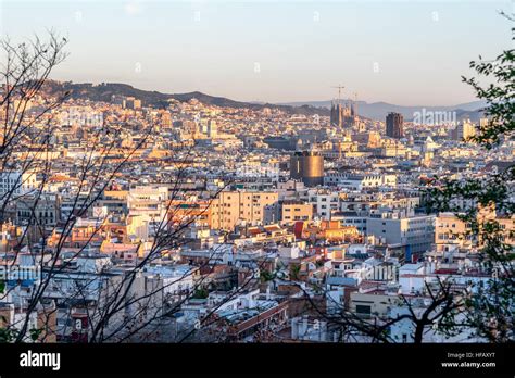 Barcelona city skyline aerial view Stock Photo - Alamy