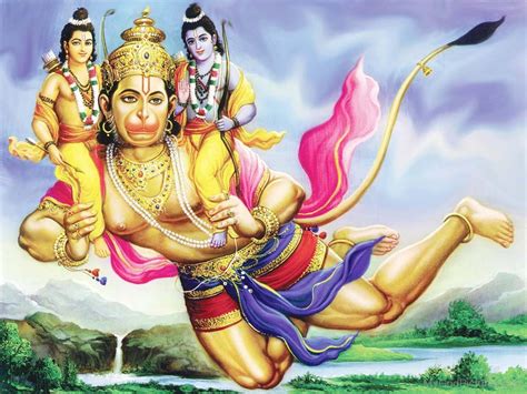 Lord Hanuman Carrying Lord Rama And Lord Lakshmana