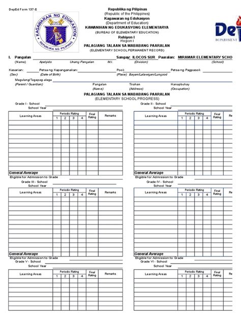 DepEd Form 137 E Blank Form 2 | Further Education | Personal Growth