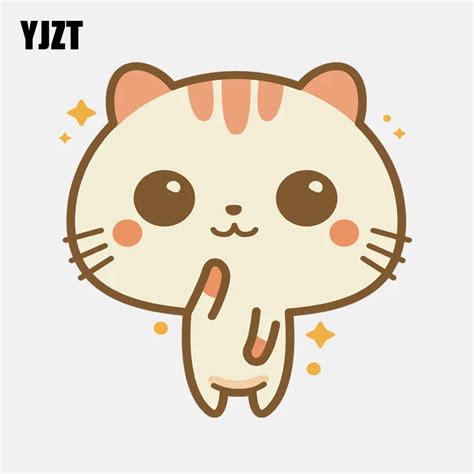 YJZT 12CM*12CM Cartoon Cute Big Face Cat High quality Car Sticker PVC ...