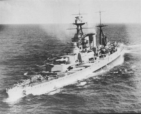 15 in HMS Hood in the Mediterranean, 1937 - the Royal Navy's biggest and last battlecruiser was ...