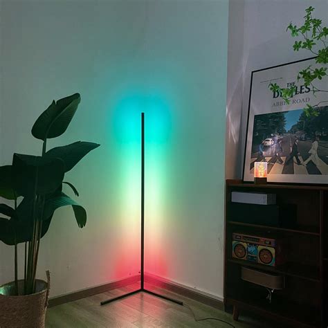 LED Corner Floor Lamp, 55" Tall Standing Color Changing Floor Lamp, Cool Lights Housewarming ...