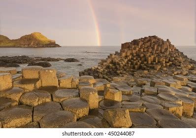 Giants Causeway Rainbow Sunrise Co Antrim Stock Photo 450244087 ...