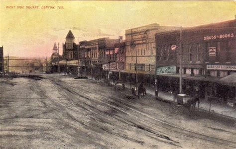 Denton Texas historical | West Side of the Denton TX Square, vintage postcard | The calling