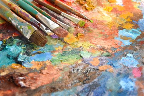 Artist Paintbrushes Over Palette - How To Create Art