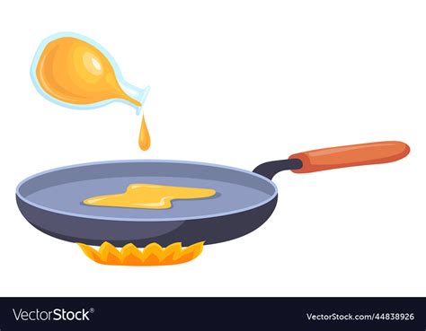 Add oil on frying pan cartoon recipe icon Vector Image