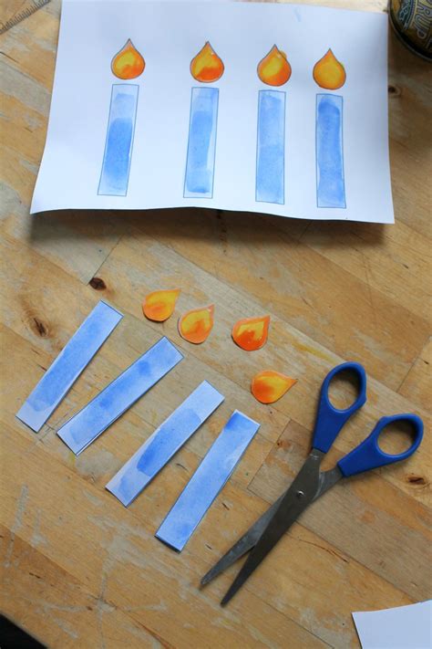 Easy paper plate menorah craft with printable template - NurtureStore