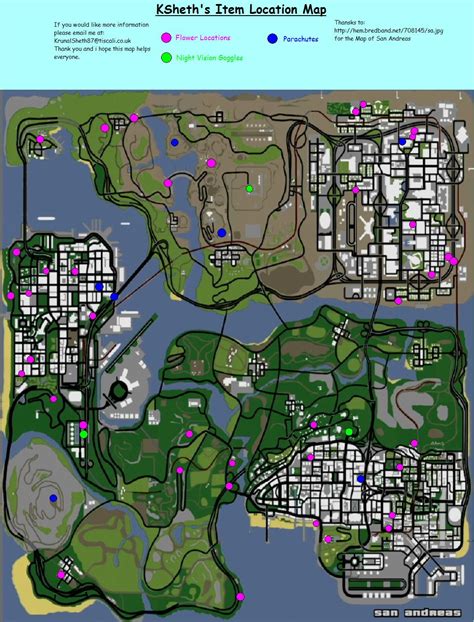 Grand Theft Auto: San Andreas Items Location Map (JPG) - Neoseeker Walkthroughs