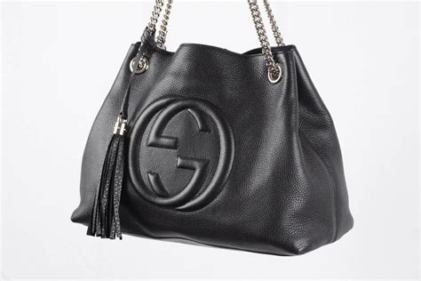 GUCCI Black Leather SOHO TOTE Shopping SHOULDER BAG w/ GG Logo at 1stdibs