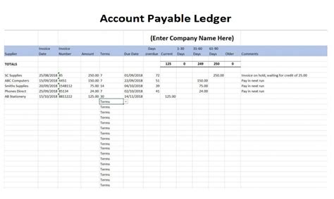 Account Payable Ledger Template | Free Excel Templates