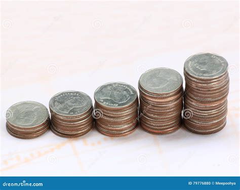 Silver coin stack. stock photo. Image of trading, baht - 79776880