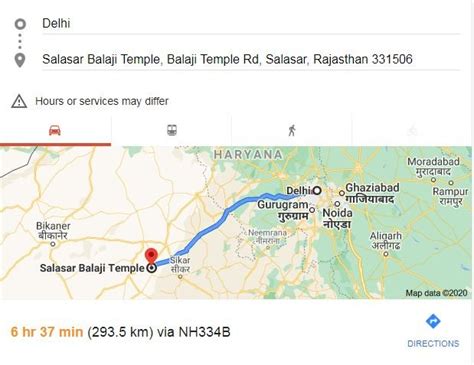 Delhi to Salasar Balaji Road Map, How to reach salasar from Delhi