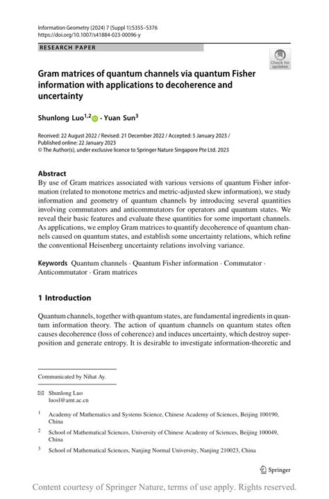 Gram matrices of quantum channels via quantum Fisher information with ...