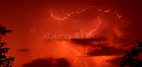 Red Thunderstorm Background. Stock Photo - Image of danger, blue: 3037192