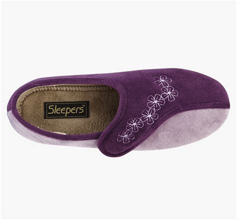 Ladies Sleepers Velcro Slippers - Purple - Mega Footwear