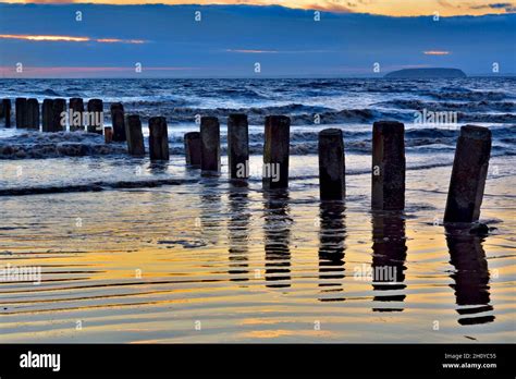 Sunset at Berrow Beach, Burnham-On-Sea, Somerset Stock Photo - Alamy