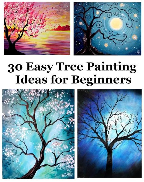 30 Easy Tree Painting Ideas for Beginners, Simple Acrylic Abstract Pai ...