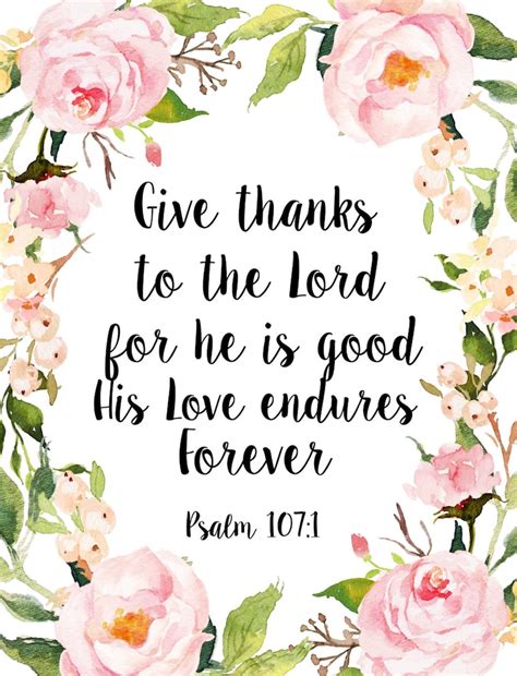 Give Thanks to the Lord Psalm 107 1 Printable Bible Verse | Etsy