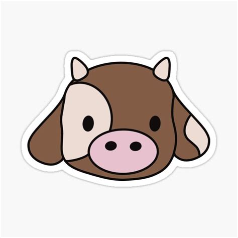 "Cute Brown Cow Face" Sticker for Sale by Kauz-Draws | Redbubble