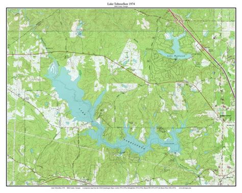 Lake Tobesofkee 1974 - Custom USGS Old Topo Map - Georgia Lakes - OLD MAPS