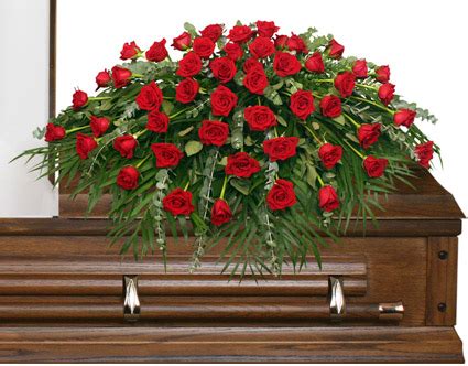 MAJESTIC RED CASKET SPRAY of Funeral Flowers in Baton Rouge, LA - FLOWER BASKET