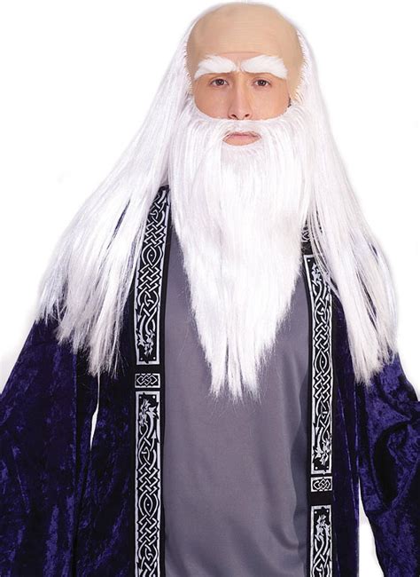 Wizard Wig & Beard Set in White at Boston Costume