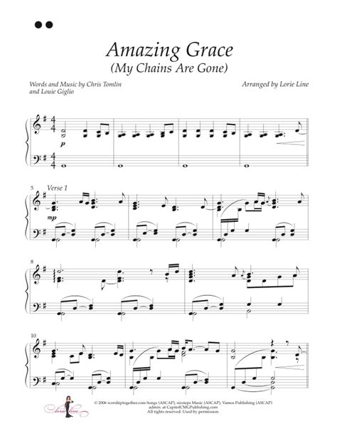 Amazing Grace (my Chains Are Gone) Sheet Music | Chris Tomlin | Piano Solo