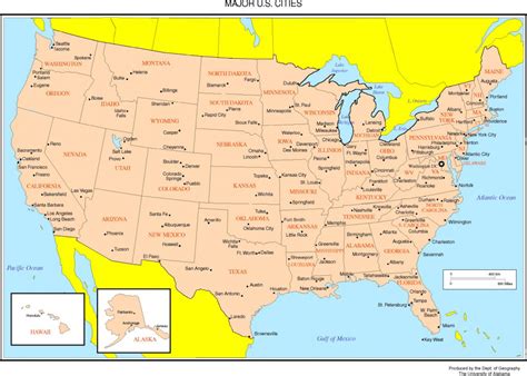 Printable Map Of Us With Major Cities - Printable US Maps