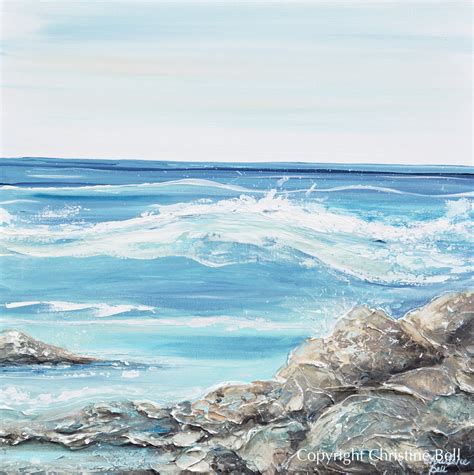 ORIGINAL Art Abstract Painting Coastal Ocean La Jolla Waves Rocks Home – Contemporary Art by ...