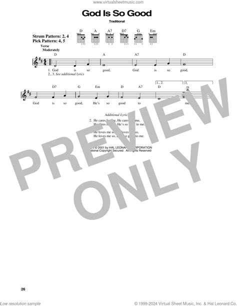 God Is So Good sheet music for guitar solo (chords) (PDF)