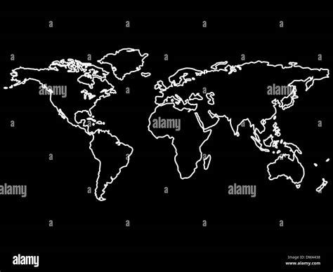 World map outlines vector black Black and White Stock Photos & Images - Alamy