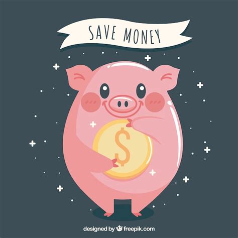 Background of happy piggy bank with a coin Vector | Free Download