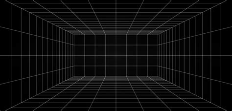 Empty futuristic digital box room grey-black background with white grid space line color surface ...