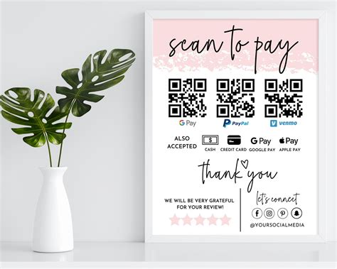 Scan to Pay Business Sign Template Editable QR Code Sign - Etsy