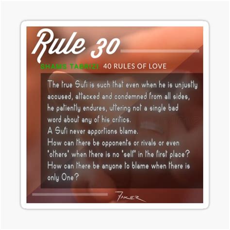 "40 RULES OF LOVE - 30" Sticker for Sale by Fakier | Redbubble