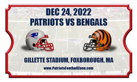 New England Patriots vs Cincinnati Bengals Football Tickets | 12/24/22