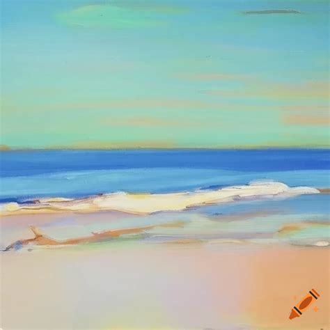 Coastal beach landscape in pastel colors